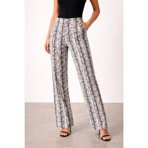 Lena Gabrielle Animal Print Pants Womens Black White Pull On Stretch Size 8